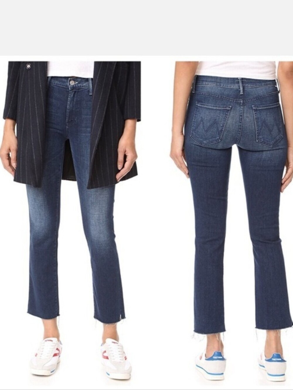 MOTHER The Rascal Ankle Snippet Jeans Mint Condition Blue Raw Hem Size 27
